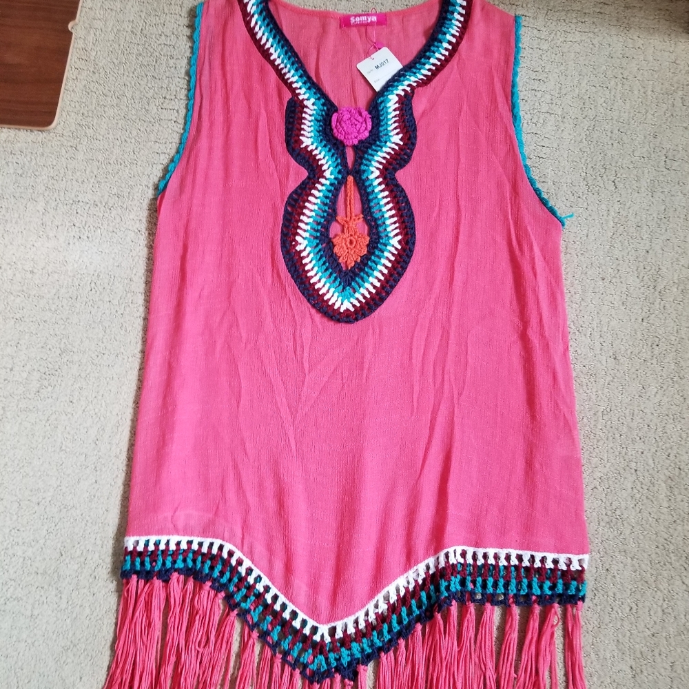 NWT Somya Fringe Sleeveless Tunic